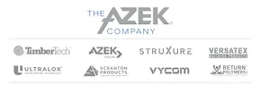 Various brand logos under The AZEK Company.