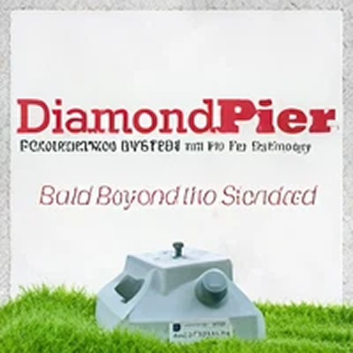 Concrete pier on grass with DiamondPier text