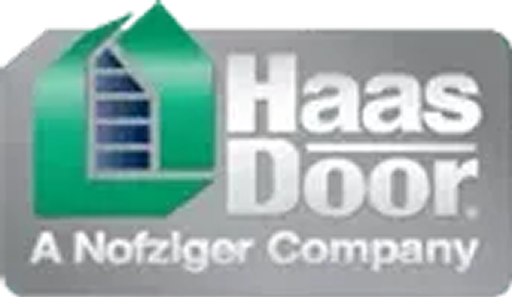 Green and silver Haas Door emblem